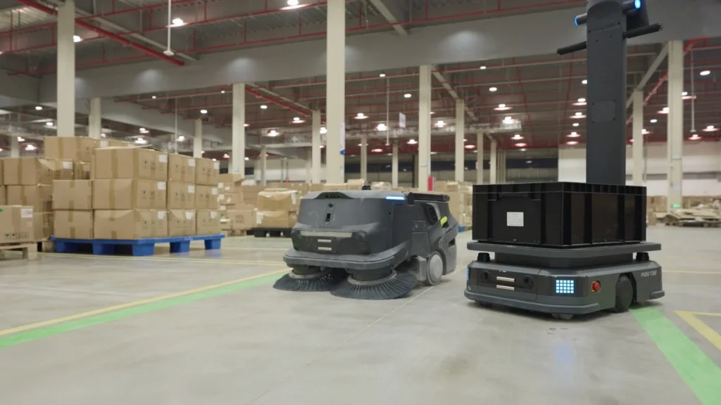 PUDU Robotik in einer industriellen Produktions- und Logistikumgebung