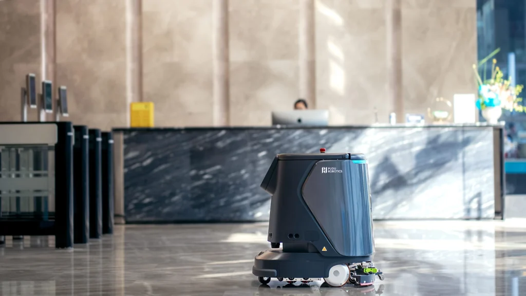 PUDU Robotik in einer professionellen Büro- und Gebäudeumgebung