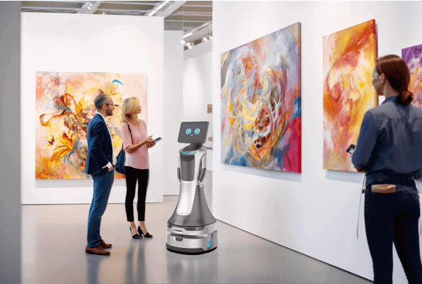 OrionStar GreetingBot Nova im Besucher- und Ausstellungsumfeld